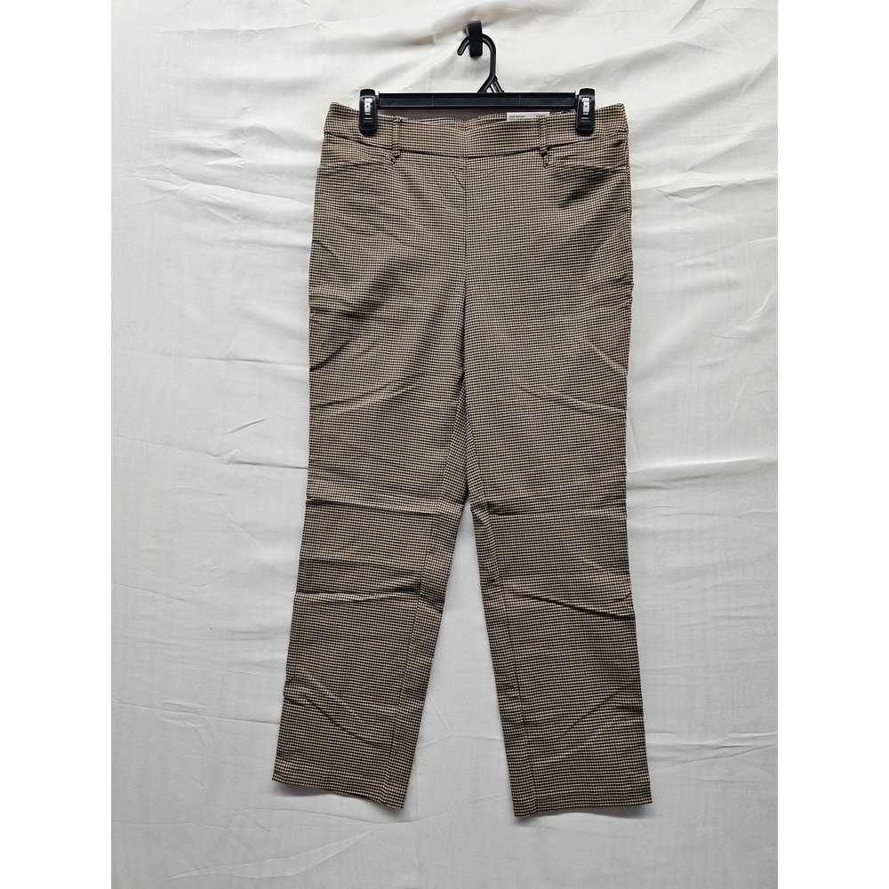 Rafaella Womens Houndstooth Pants Khaki Viscose Blend Casual Size 14